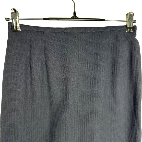 VTG 80s Kasper A.S.L. 8P Dark Blue Ivory Short Sleeve Blazer & Skirt Set Office - Picture 11 of 16